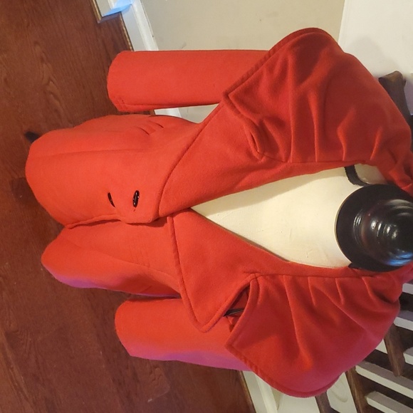 Vibrant red shawl collar dress coat - Picture 5 of 11
